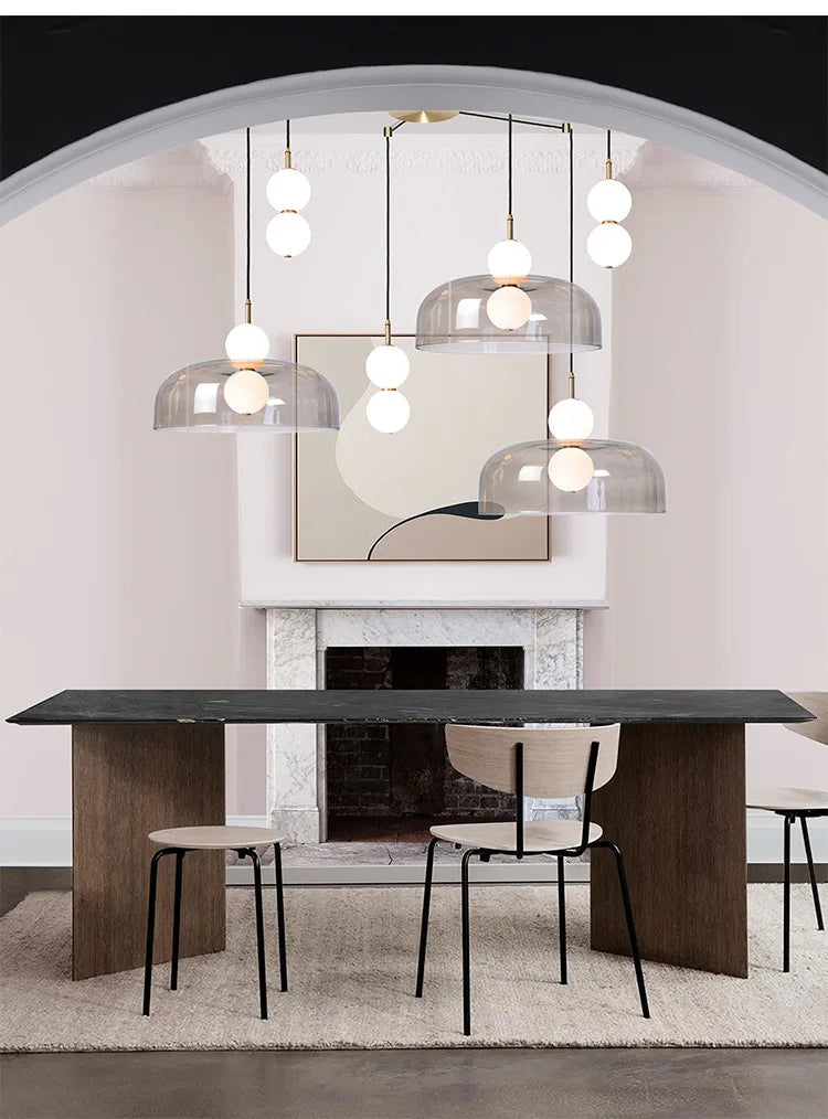 Nordic Globe Pendant Light – Double Glass LED Ceiling Lamp | Scandinavian Designer Lighting | Elegant Dining Room Feature