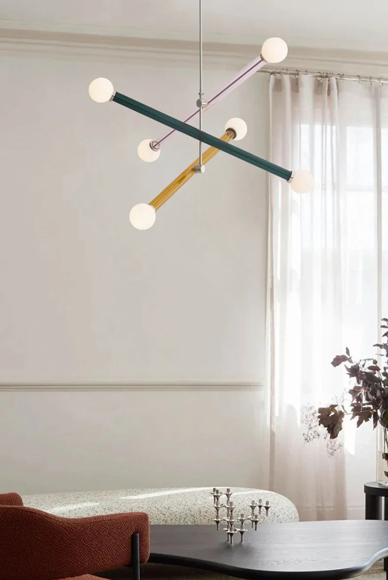 ArtGlow Modern Colorful Chandelier – Art Deco Glass & Acrylic Pendant Light for Contemporary Interiors