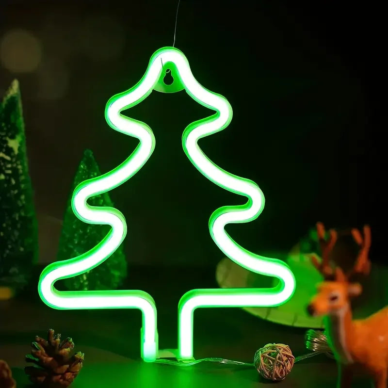 Magical Christmas Neon Light – Reindeer, Stocking & Christmas Tree LED Decoration
