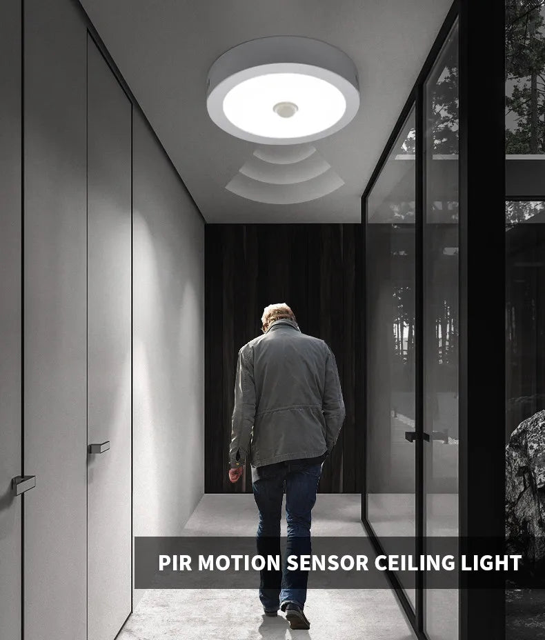 LED Ceiling Light with PIR Motion Sensor – Energy-Efficient Round Ceiling Lamp | Automatic Indoor Lighting | Modern Home Light Fixture