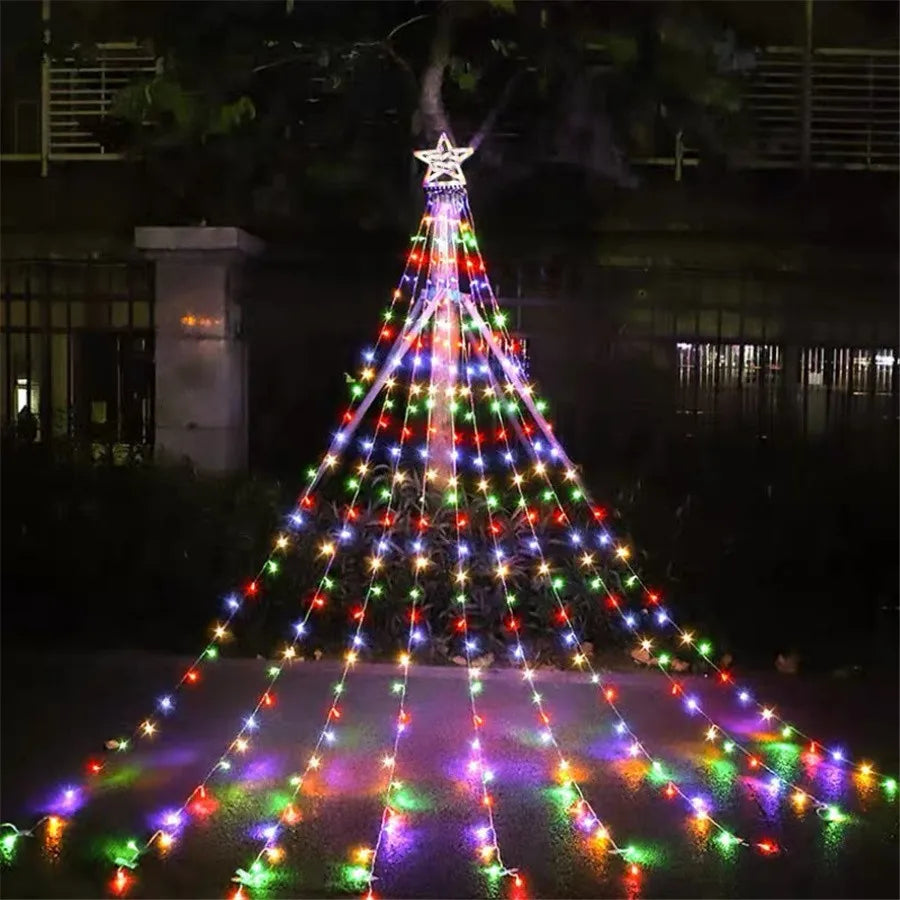 LumiCascade LED Star Waterfall String Lights – 350 LEDs, 8 Lighting Modes | Outdoor, Garden, Patio & Christmas Decoration