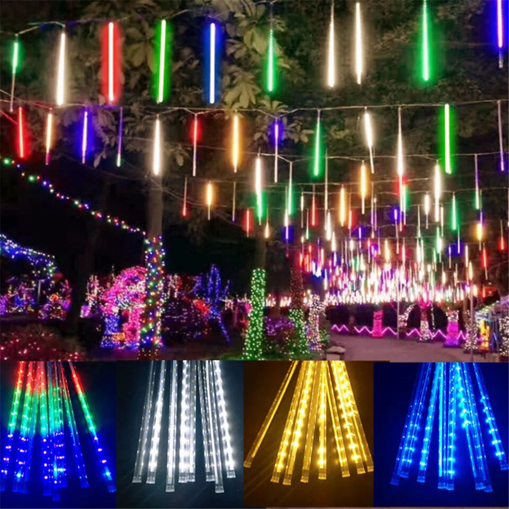 SternFall 50cm LED Meteor Shower String Lights – 8-Tube Falling Rain Lights for Outdoor Christmas & Garden Decoration