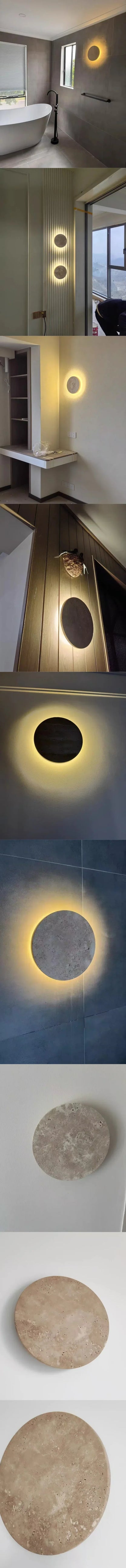 Travertine Stone LED Wall Light – Modern Luxury Wall Sconce | Warm Ambient Interior Lighting