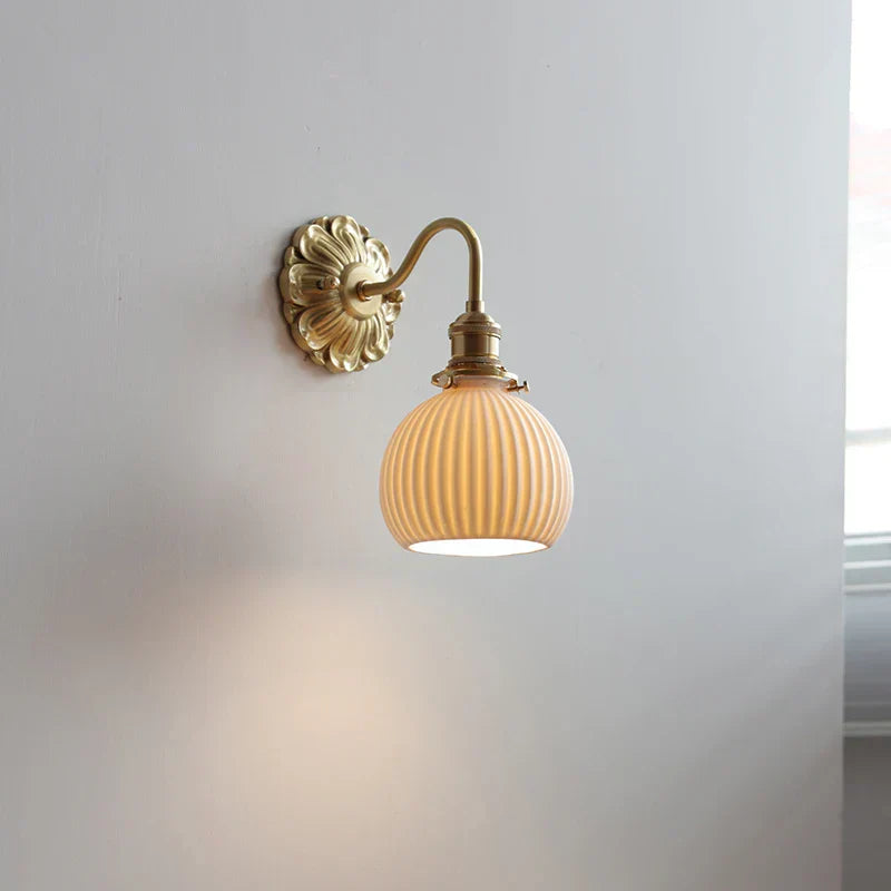 Frosted Glass LED Wall Light with Copper Finish – Modern Luxury Wall Sconce | Elegant Ambient Lighting