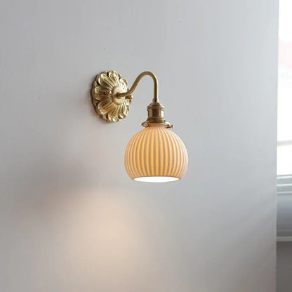 Frosted Glass LED Wall Light with Copper Finish – Modern Luxury Wall Sconce | Elegant Ambient Lighting