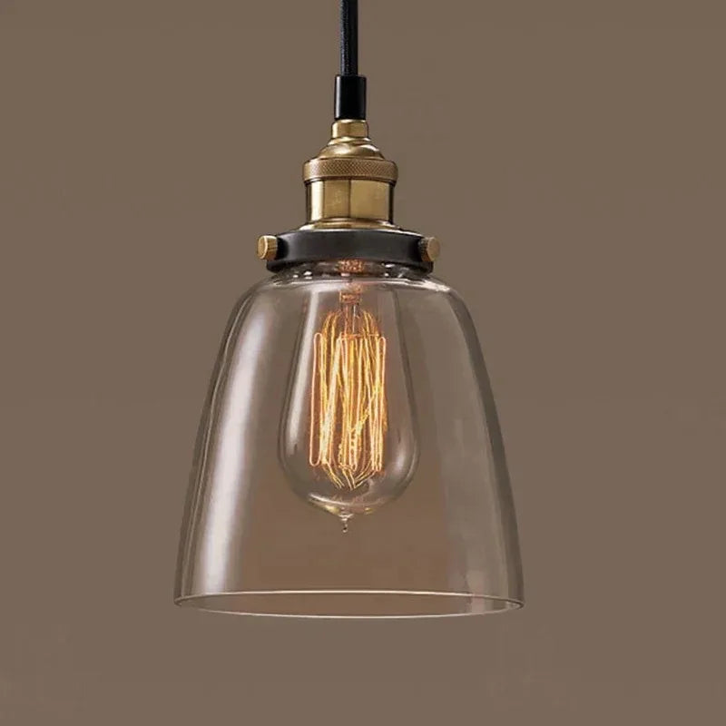 Scandinavian Glass Pendant Light – Vintage Loft E27 Ceiling Lamp | Elegant Ambient Lighting | Contemporary Nordic Interior Feature