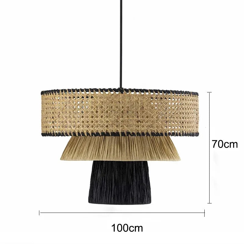 Wabi Sabi Rattan Pendant Light – Handwoven Japanese Ceiling Lamp | Natural Ambient Lighting | Artisan Interior Feature