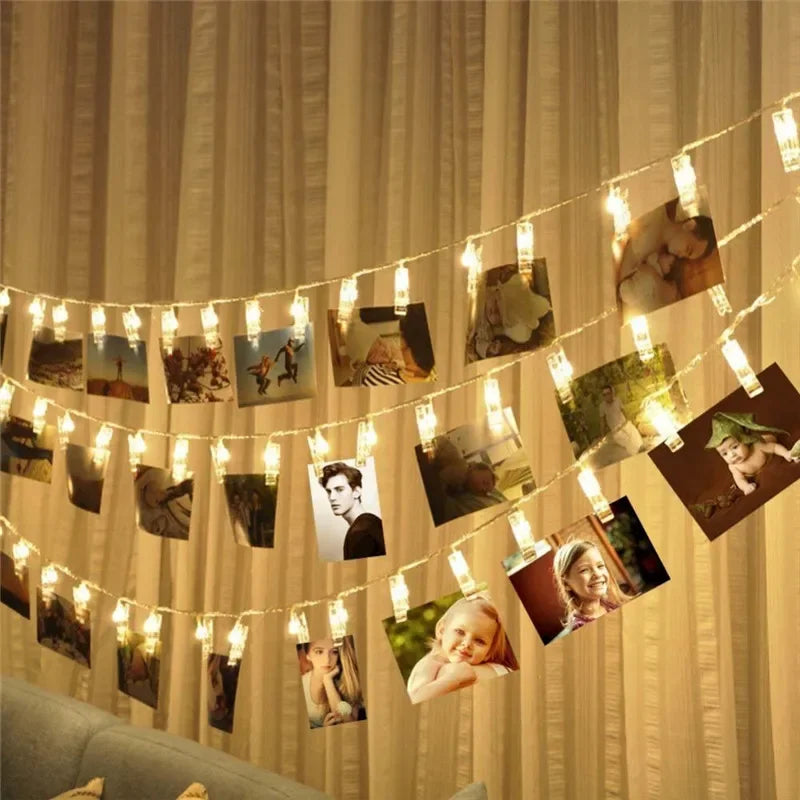 LumaClip LED Photo Clip String Lights – 3M Decorative Photo Display Lights | 20 LED Clips for Photos, Cards & Seasonal Décor