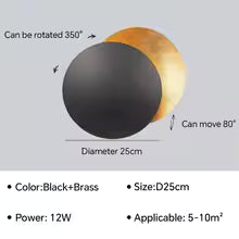 Eclipse Aura Wall Light – Rotating Gold LED Sconce | Luxury Modern Ambient Lighting