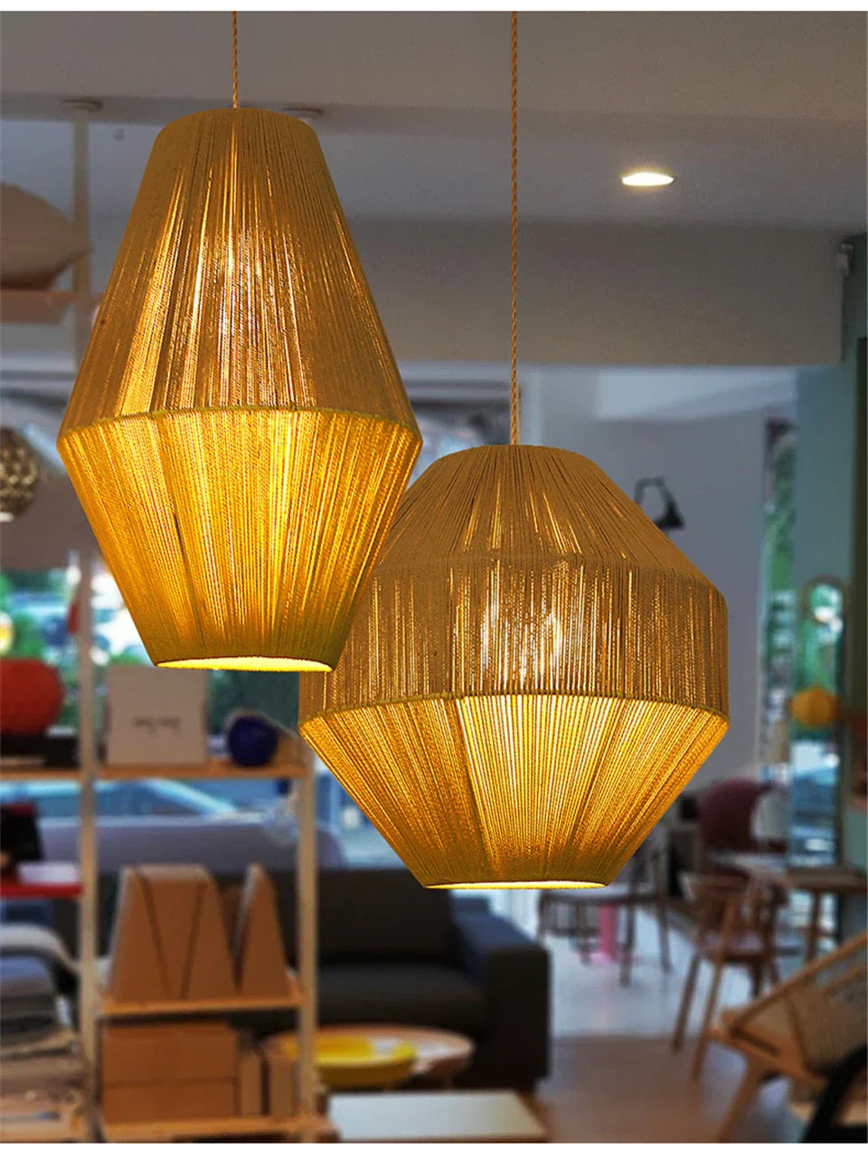 Wabi Sabi Rattan Pendant Light – Handwoven Bamboo Ceiling Lamp | Dimmable Natural Lighting | Artisan Japanese-Inspired Design