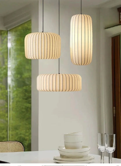 Serenea Silk Pendant Light – Wabi-Sabi Hanging Lamp | Japanese Nordic Ceiling Light for Elegant Interiors