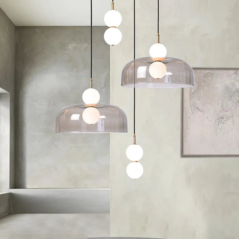 Nordic Globe Pendant Light – Double Glass LED Ceiling Lamp | Scandinavian Designer Lighting | Elegant Dining Room Feature