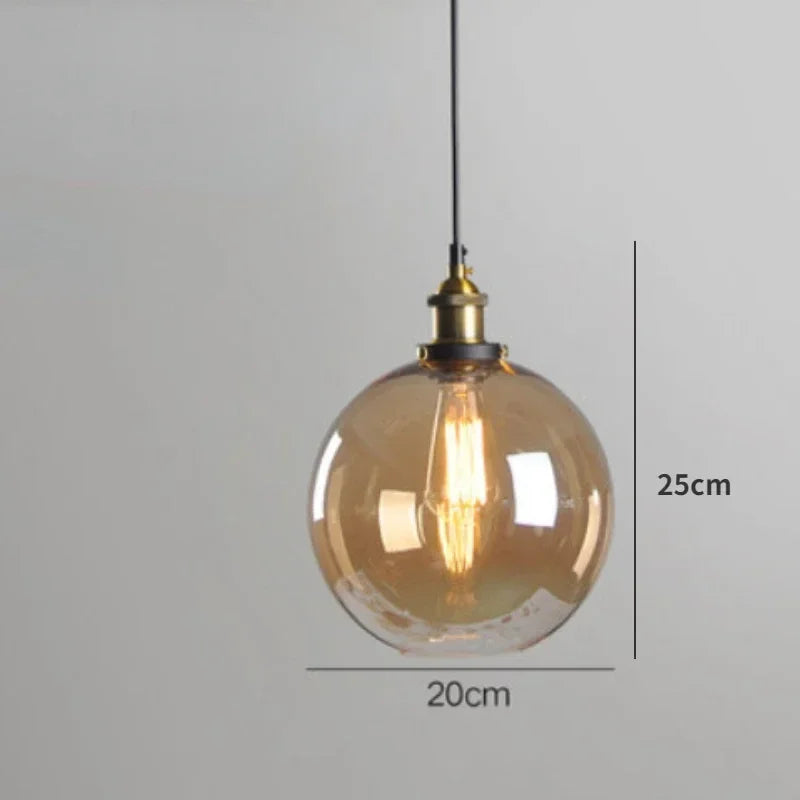 Scandinavian Glass Pendant Light – Vintage Loft E27 Ceiling Lamp | Elegant Ambient Lighting | Contemporary Nordic Interior Feature