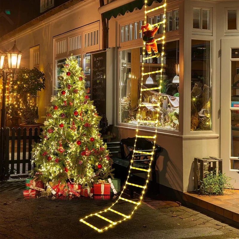 WeihnachtsLicht Santa Ladder LED Lights – Climbing Santa Christmas Decoration | USB-Powered Festive Lighting