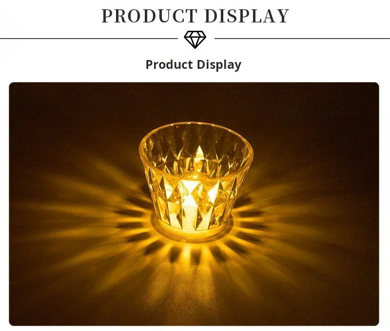 Crystal LED Table Lamp – Colour Changing Touch Night Light | Decorative Bedside Lamp | Elegant Ambient Lighting