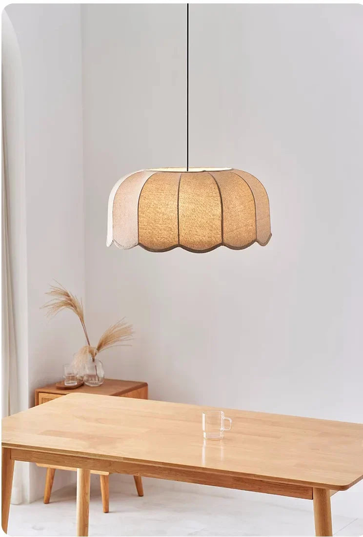 Hoshira Linen Pendant Light – Japandi Wabi-Sabi Ceiling Lamp | Soft Ambient LED Lighting for Modern Interiors