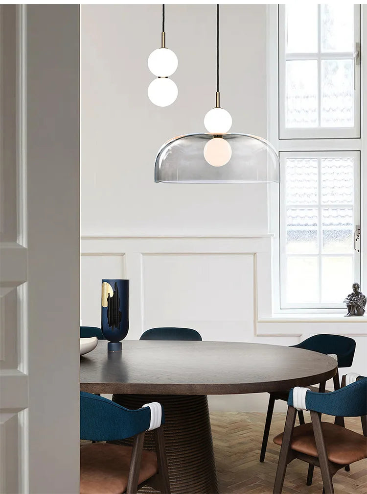 Nordic Globe Pendant Light – Double Glass LED Ceiling Lamp | Scandinavian Designer Lighting | Elegant Dining Room Feature