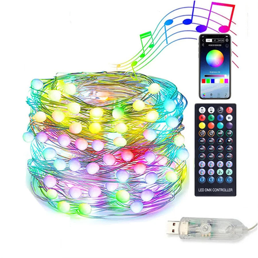 LUMISHOW RGB Smart LED String Lights – App & Remote Controlled Decorative Lighting | USB Powered Indoor & Outdoor Fairy Lights