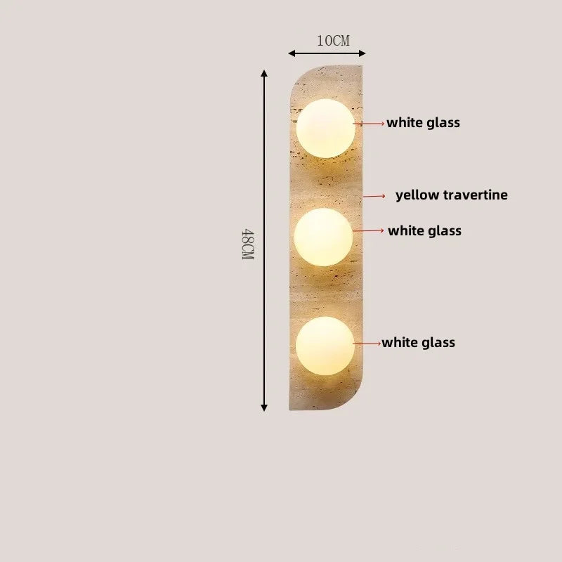 Cavora Stone Wall Light – Scandinavian Glass & Natural Stone Sconce | Up & Down Ambient Lighting | Contemporary Interior Design