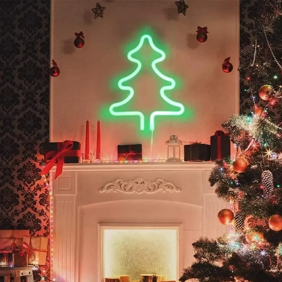 Magical Christmas Neon Light – Reindeer, Stocking & Christmas Tree LED Decoration