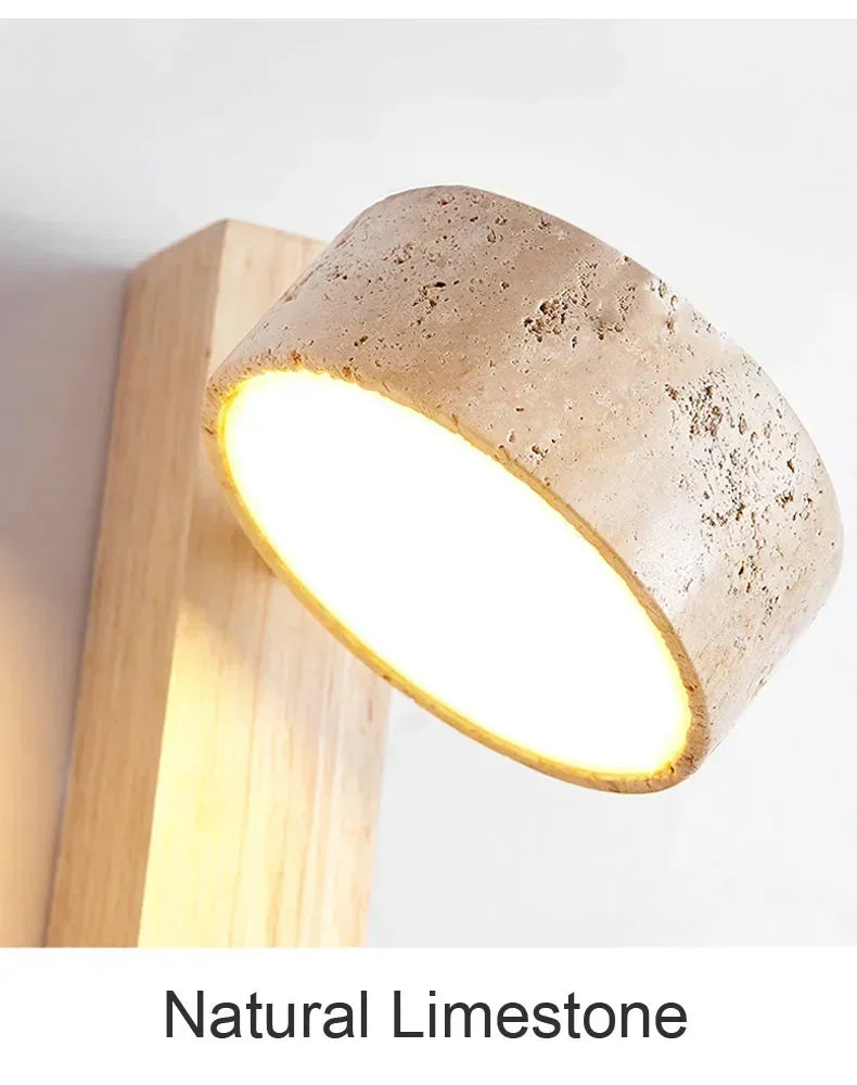 Travertine Wall Light – Wabi-Sabi LED Wall Lamp | Natural Stone Ambient Lighting | Japandi Interior Décor
