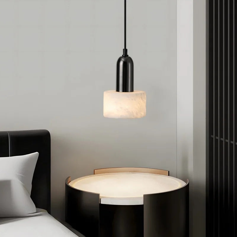 Marble Pendant Light with Iron Finish – Modern Nordic LED Ceiling Lamp | Luxury Contemporary Lighting