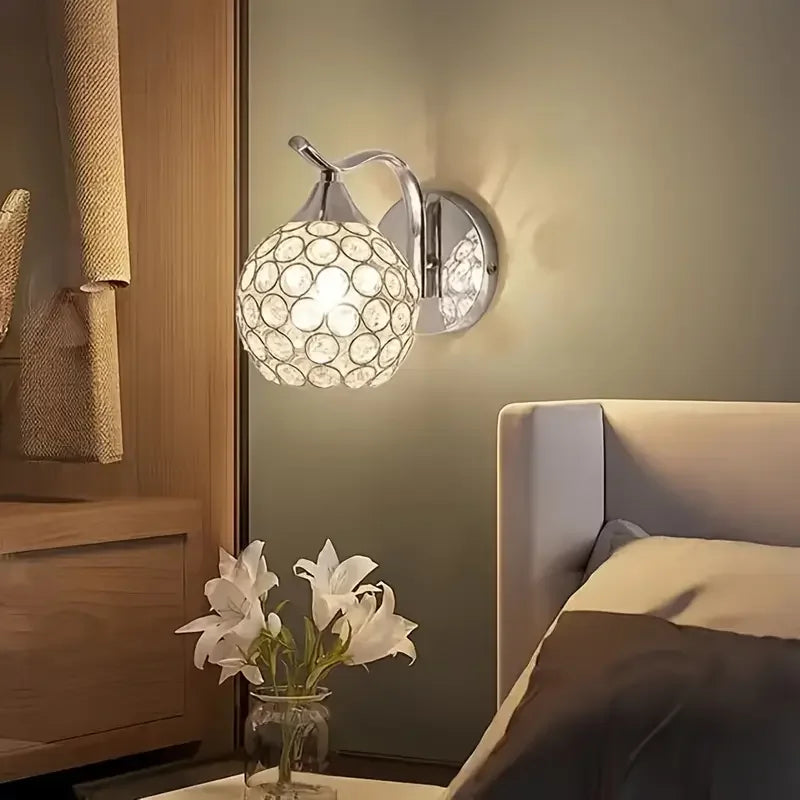 Crystal Wall Light with Gold & Silver Finish – Modern Luxury LED Wall Sconce | Elegant Ambient Lighting