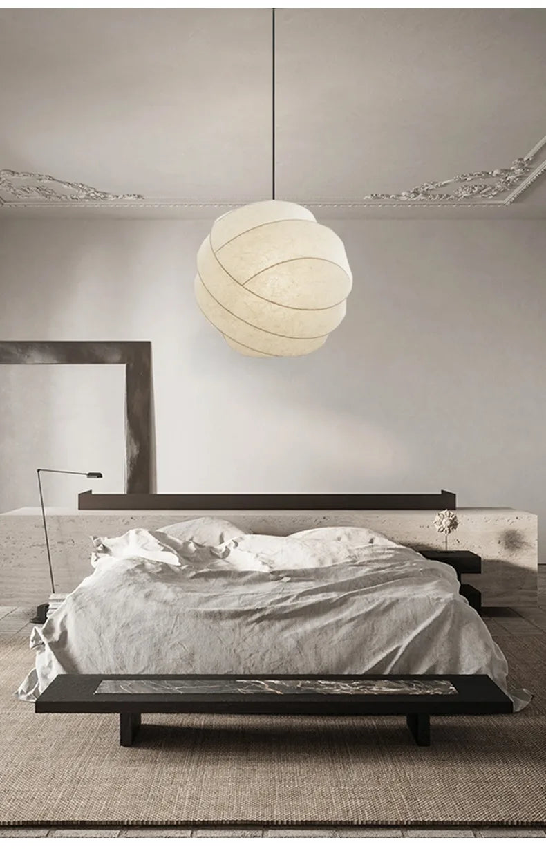 SereneSilk Pendant Light – Wabi-Sabi Silk Ceiling Lamp | Japanese Minimalist Lighting for Elegant Interiors