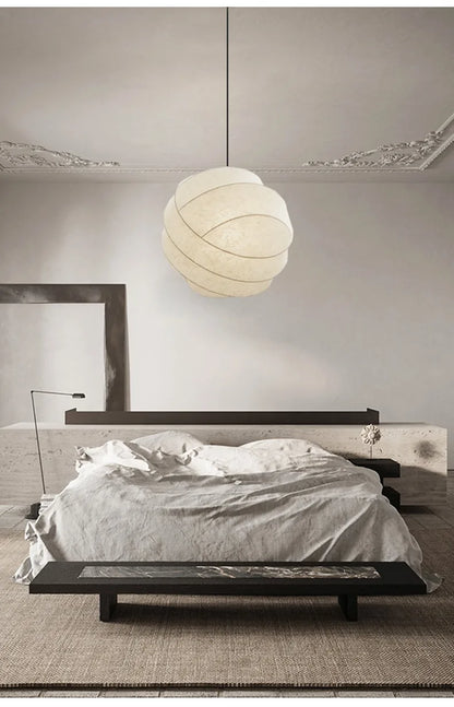 SereneSilk Pendant Light – Wabi-Sabi Silk Ceiling Lamp | Japanese Minimalist Lighting for Elegant Interiors