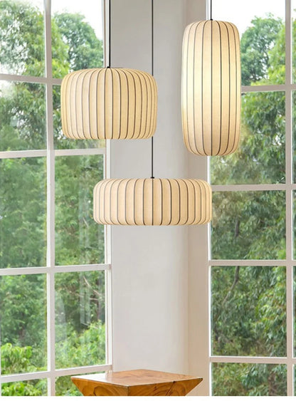 Serenea Silk Pendant Light – Wabi-Sabi Hanging Lamp | Japanese Nordic Ceiling Light for Elegant Interiors