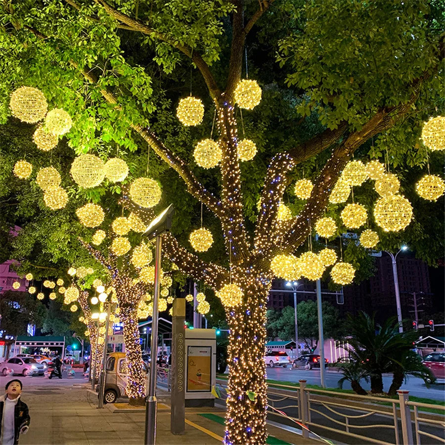 LED Rattan Ball String Lights – Outdoor Fairy Lights for Gardens, Weddings, Patios, Trees & Festive Decorations