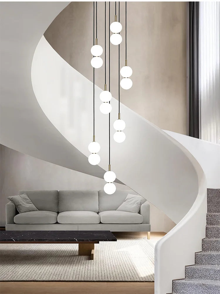 Nordic Globe Pendant Light – Double Glass LED Ceiling Lamp | Scandinavian Designer Lighting | Elegant Dining Room Feature