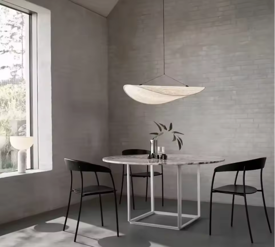 Akari Japandi Silk Chandelier – Luxury Fabric Pendant Light | Minimalist Japanese Scandinavian Ceiling Lamp
