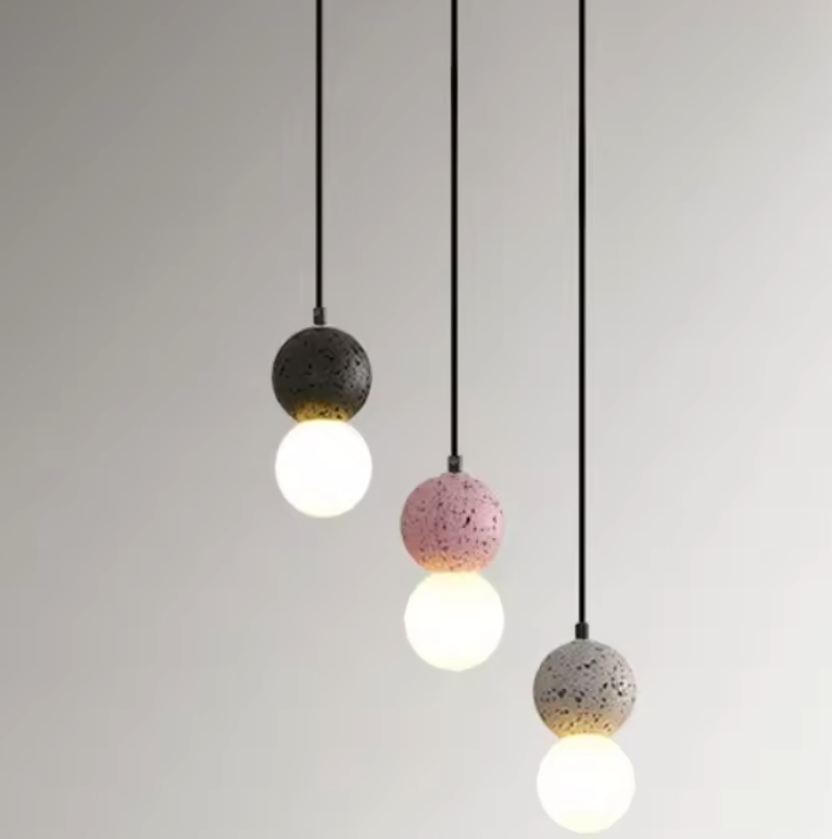 Orbis Stone Pendant Light – Contemporary Cement Hanging Lamp | Sculptural Glass Lighting | Modern Architectural Décor