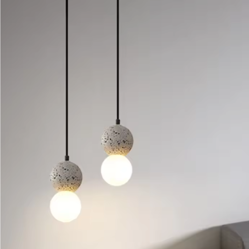 Orbis Stone Pendant Light – Contemporary Cement Hanging Lamp | Sculptural Glass Lighting | Modern Architectural Décor