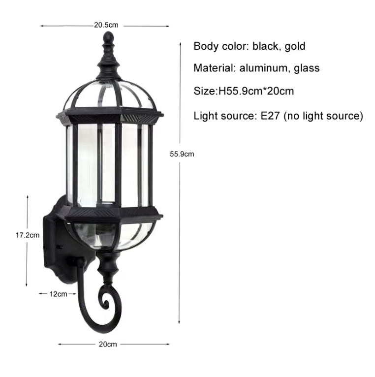 HeritageGlow Outdoor Wall Light – Vintage E27 Exterior Lantern | Waterproof Aluminium & Glass Wall Lamp