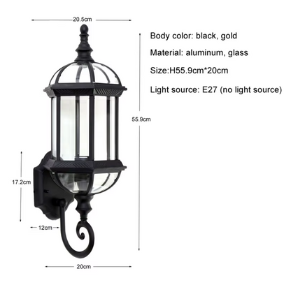 HeritageGlow Outdoor Wall Light – Vintage E27 Exterior Lantern | Waterproof Aluminium & Glass Wall Lamp