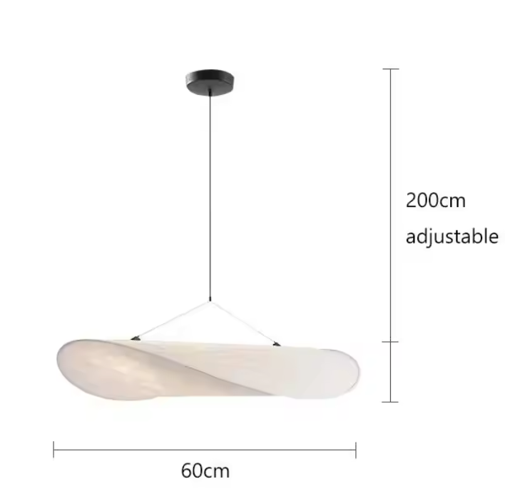 Akari Japandi Silk Chandelier – Luxury Fabric Pendant Light | Minimalist Japanese Scandinavian Ceiling Lamp