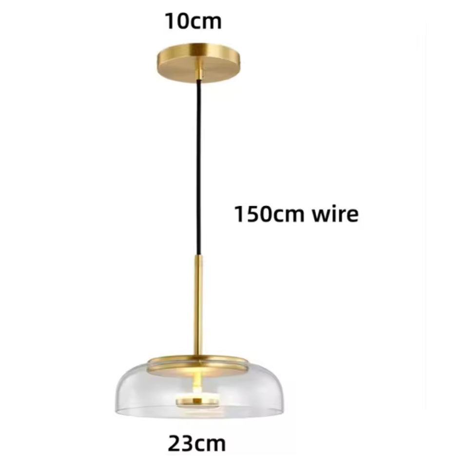 Solara Brass Pendant Light – Modern Glass LED Hanging Lamp | Elegant Ambient Interior Lighting