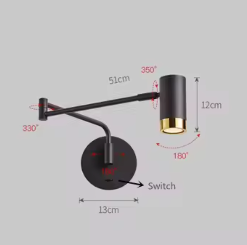 FlexArm LED Wall Light – Adjustable Swing Arm Lamp | Modern Reading Light | Contemporary Interior Lighting
