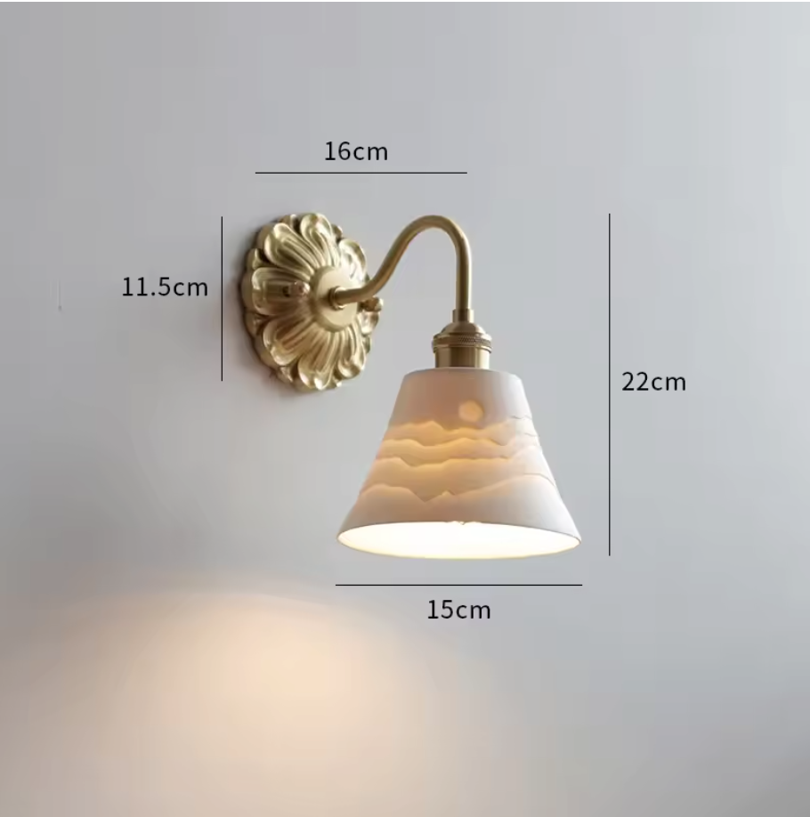 Heritage Brass Wall Light – Vintage Ceramic Sconce | Classic Traditional Accent Lighting