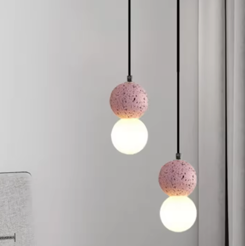 Orbis Stone Pendant Light – Contemporary Cement Hanging Lamp | Sculptural Glass Lighting | Modern Architectural Décor