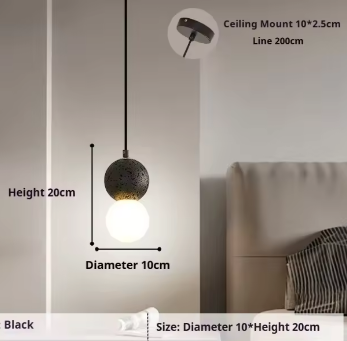 Orbis Stone Pendant Light – Contemporary Cement Hanging Lamp | Sculptural Glass Lighting | Modern Architectural Décor