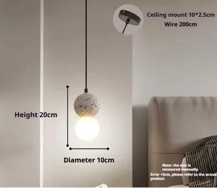 Orbis Stone Pendant Light – Contemporary Cement Hanging Lamp | Sculptural Glass Lighting | Modern Architectural Décor
