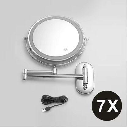 MirrorLux Pro LED Vanity Mirror – Rechargeable Magnifying Beauty Mirror | Chrome Silver Bathroom Essential