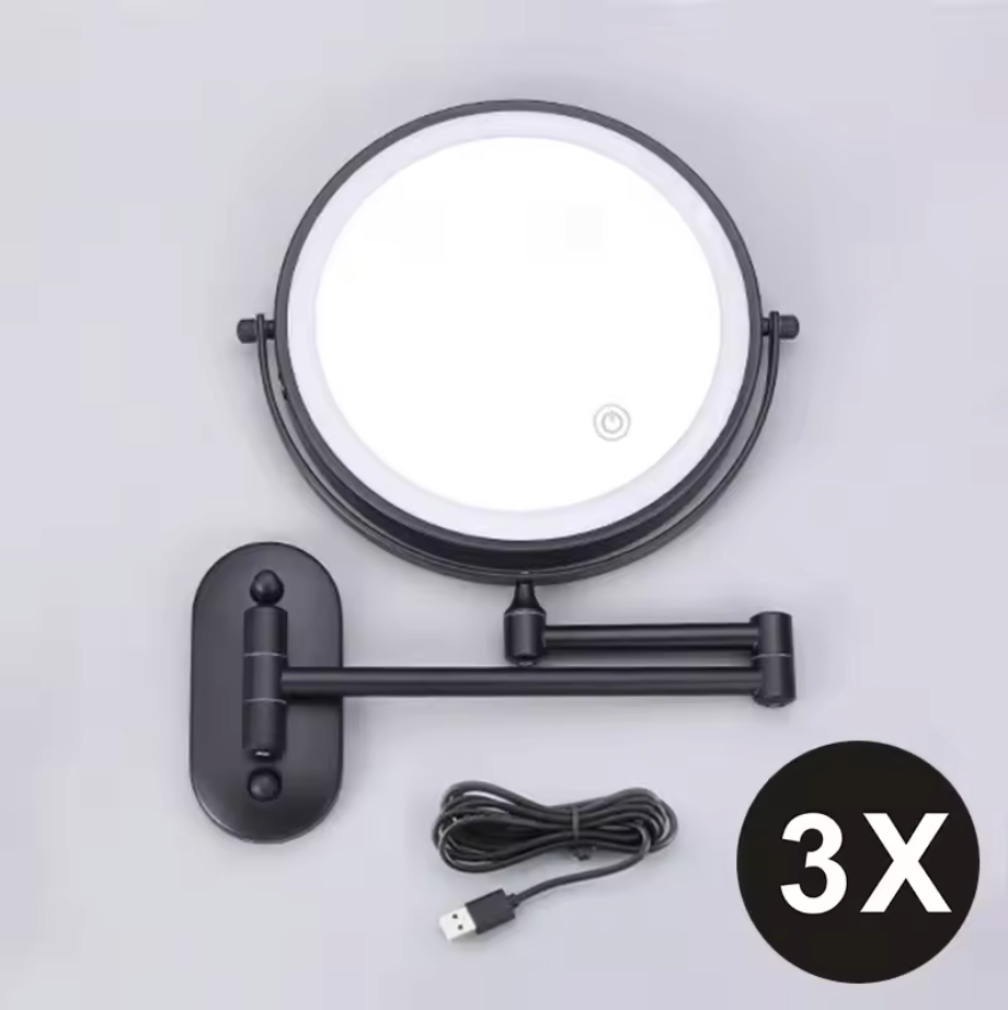 LuxeView LED Vanity Mirror – Rechargeable Magnifying Bathroom Mirror | Adjustable 3-Colour Lighting