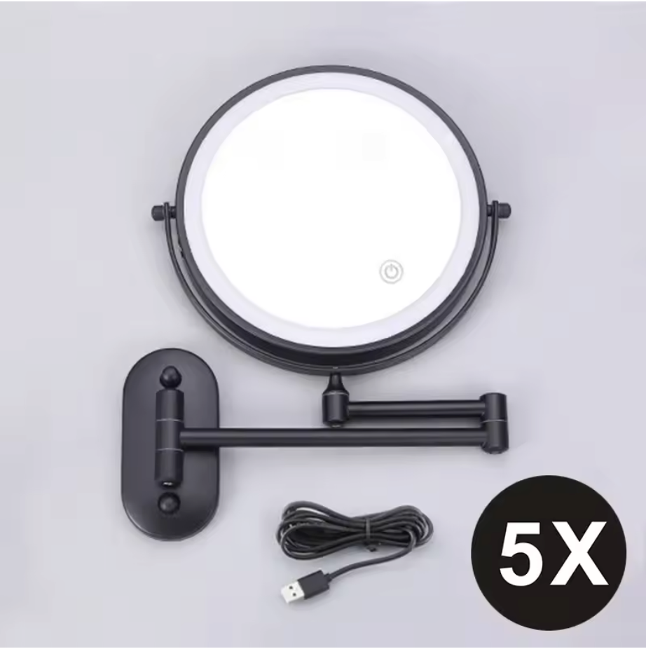 LuxeView LED Vanity Mirror – Rechargeable Magnifying Bathroom Mirror | Adjustable 3-Colour Lighting