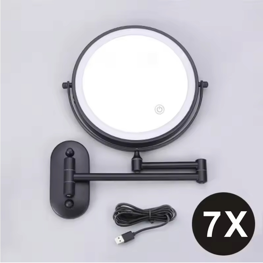 LuxeView LED Vanity Mirror – Rechargeable Magnifying Bathroom Mirror | Adjustable 3-Colour Lighting