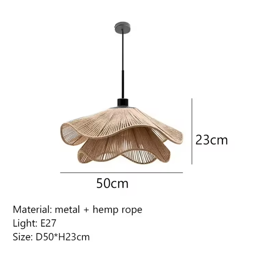 Hempora Wabi Pendant Light – Handwoven Rope Ceiling Lamp | Japandi Natural Hanging Lighting
