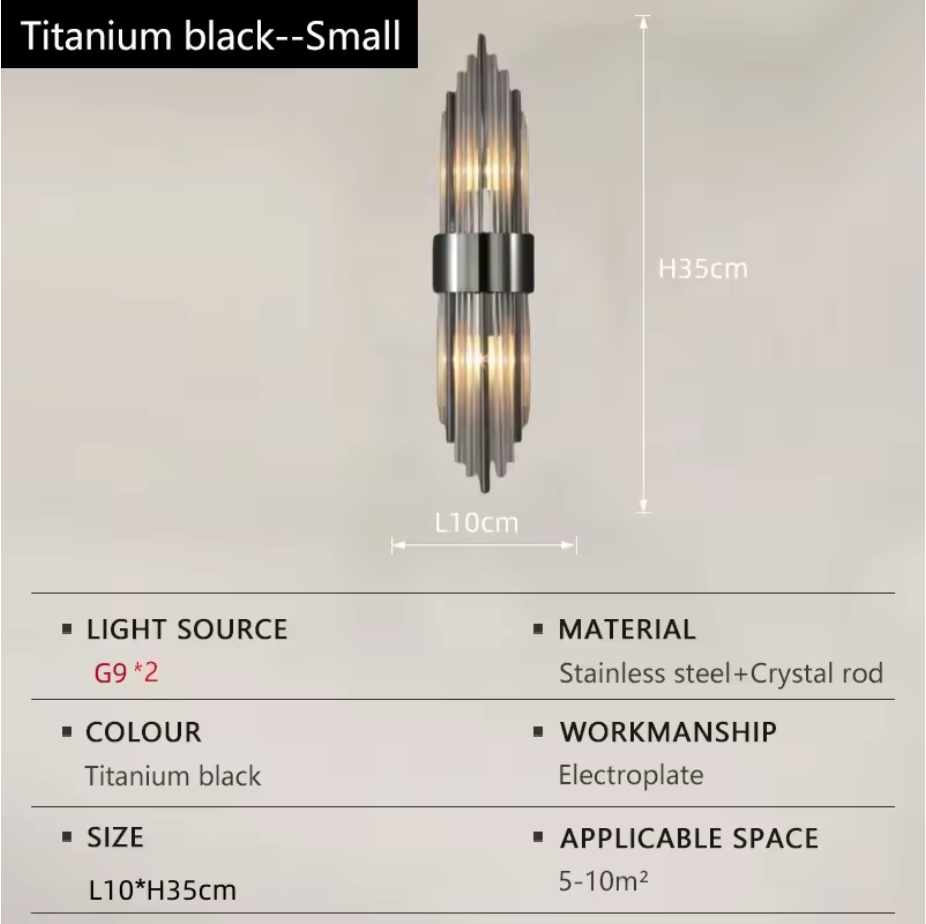 NoirÉclat Crystal Wall Light – Luxury Gold & Black LED Wall Lamp | Modern Nordic Accent Lighting